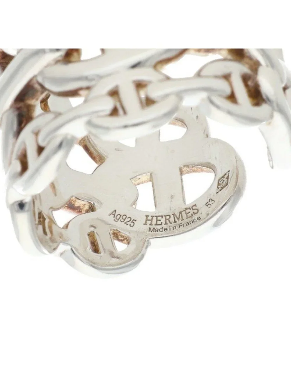 Hermes Chaine D'ancre Enchainee GM Silver Ring